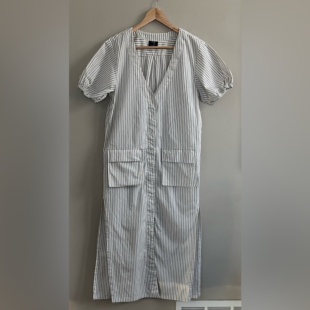 Et Tigre grey and white striped short sleeves dress size small/XS